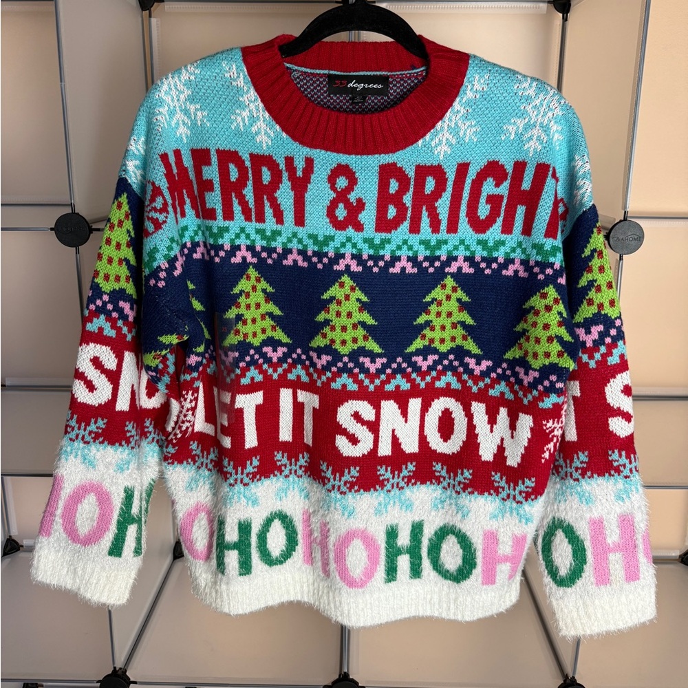 33 Degrees Women's Merry & Bright Colorful Ugly Sweater Size XS